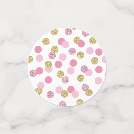 Table Baby shower rose et or Confetti (Petit recto)