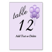 Table Ballons violets Numéro de tableau de texte personn (Dos)