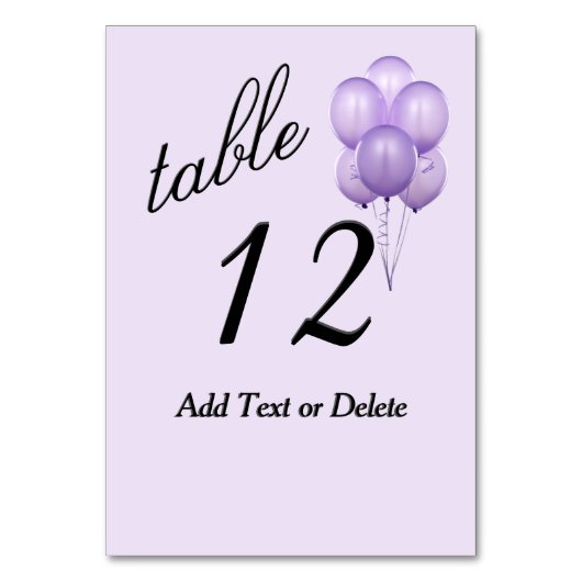 Table Ballons violets Numéro de tableau de texte personn (Par défaut)