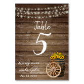 Table Baril de bois rustique, Tournesols - Numéro de tab (Dos)
