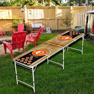 Table Beerpong Couleurs d'équipe orange/noir personnalisées