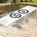 Table Beerpong Monogramme avec régulation circulaire Pyramide bla<br><div class="desc">Table Monogrammed Bière Pong que vous pouvez personnaliser. Cette table de taille de régulation simple et élégante est blanche avec une pyramide circulaire à chaque extrémité, à utiliser comme guide de placement de tasse. Le monogramme de style logo badge peut être customisé avec votre nom d'entreprise ou de famille, l'année...</div>