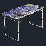 Table Beerpong Vincent Van Gogh Starry Nuit Vintage Art<br><div class="desc">Vincent van Gogh Starry Night Art Peinture Starry Night est un tableau de l'artiste post-impressionniste néerlandais Vincent van Gogh. Le ciel bleu de la nuit est rempli de nuages tourbillonnants, d'étoiles et d'une lune brillante croissant. La Nuit étoilée est la seule nocturne de la série de vues depuis la fenêtre...</div>
