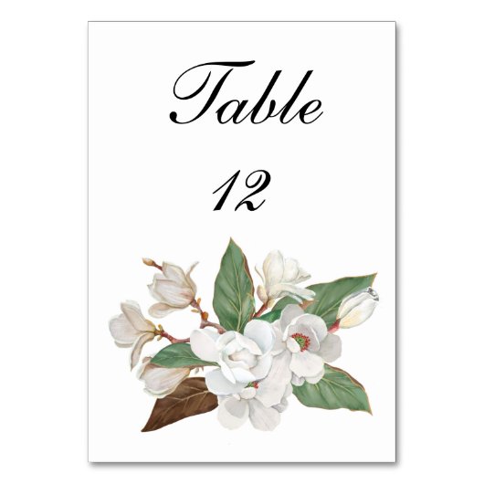 Table Blanc Magnolia Floral Élégant Mariage Numéro de ta (Par défaut)
