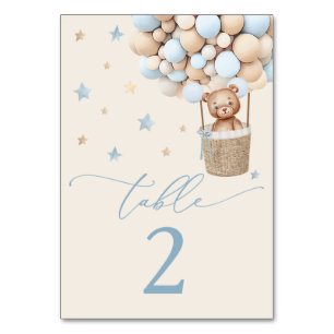 Table Blue Boy Teddy Bear Baby shower Numéro de tableau