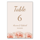 Table Blush Peach Mariage Rose fleuri Numéro de tableau (Dos)
