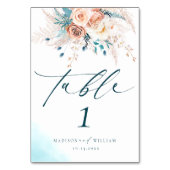 Table Boho Blue Beach Floral Mariage Numéro de tableau (Par défaut)