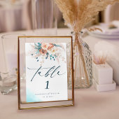 Table Boho Blue Beach Floral Mariage Numéro de tableau