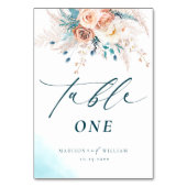 Table Boho Blue Peach Floral Mariage Numéro de tableau (Par défaut)