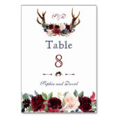 Table Boho Merlot Marine Blue Floral Antlers Numéro de t (Dos)