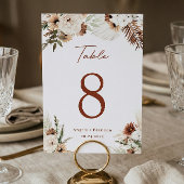 Table Boho Terracotta Pampas Grass Mariage Numéro de tab