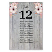 Table Bois Floral Rustique Tableau Numéro de siège (Dos)