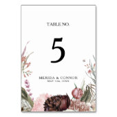 Table Bourgogne Boho Floral Numéro de tableau (Dos)