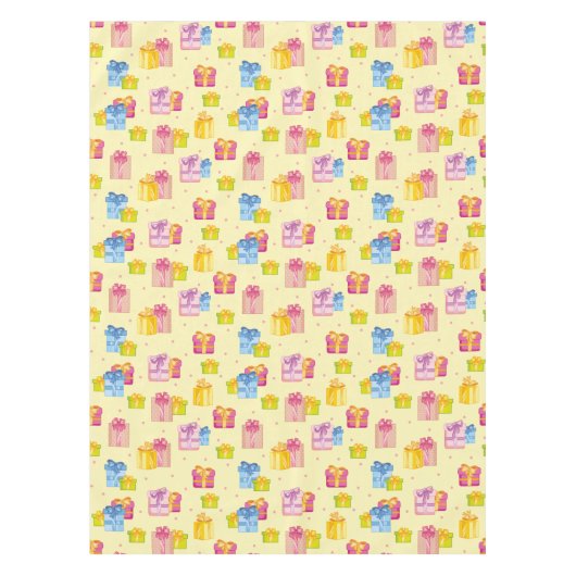 Table cadeau de fête jaune nappe (Devant)