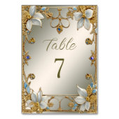 Table Cadre d'embellissement Or Blanc Floral Numéro de t (Dos)