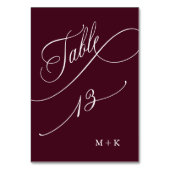 Table Calligraphie de luxe Bourgogne Mariage numéro 13, (Dos)