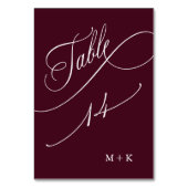 Table Calligraphie de luxe Bourgogne Mariage numéro 14, (Dos)