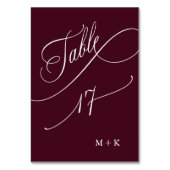 Table Calligraphie de luxe Bourgogne Mariage numéro 17, (Dos)