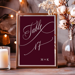 Table Calligraphie de luxe Bourgogne Mariage numéro 17,