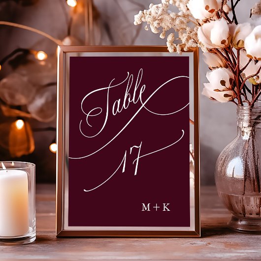 Table Calligraphie de luxe Bourgogne Mariage numéro 17,