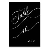 Table Calligraphie de luxe Mariage Numéro 10, Noir (Dos)