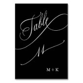 Table Calligraphie de luxe Mariage Numéro 11, Noir (Dos)