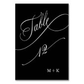 Table Calligraphie de luxe Mariage Numéro 12, Noir (Par défaut)