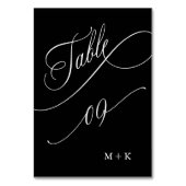 Table Calligraphie de luxe Mariage Numéro 9, Noir (Dos)