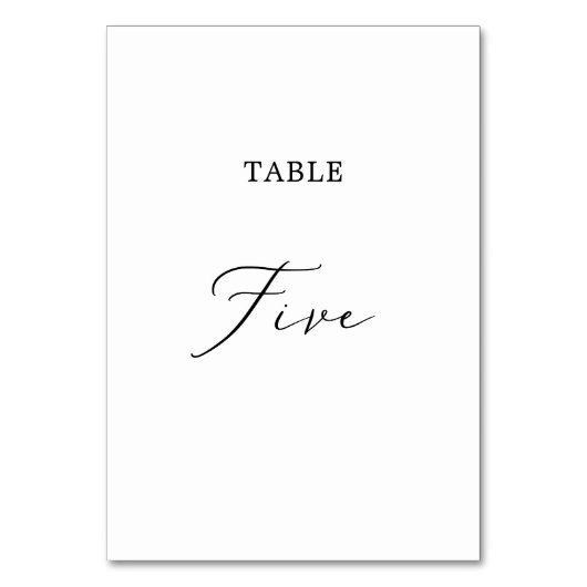 Table Calligraphie noire délicate Tableau Cinq Numéro de (Par défaut)