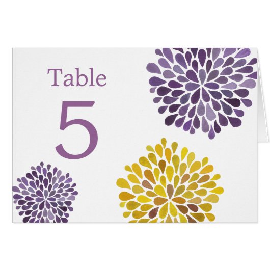 Table Cartes De Placement Violet Jaune Dahlia Fleu (Devant Horizontal)
