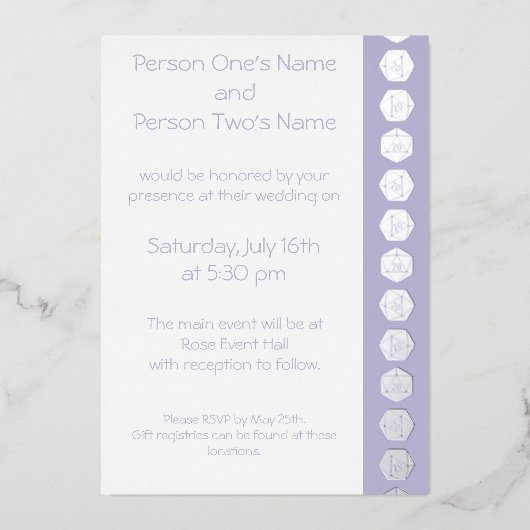 Table Chic dans Lavender Foil Invitation (Recto)