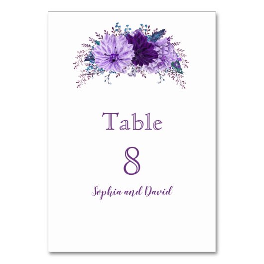 Table Chic Lavande Florale Plum Purple Numéro de tableau (Par défaut)