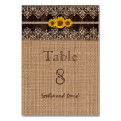 Table Chic Rustic Lace Burlap Mariage de bois Numéro de  (Dos)