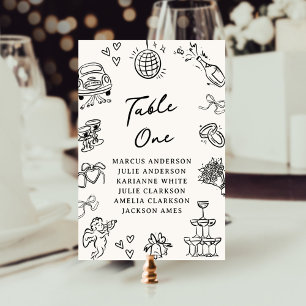 Table Chiffres de tableau à main fantaisie Numéro de tab