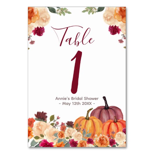 Table Citrouille orange brûlé Floral moderne Numéro de t (Par défaut)