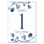 Table Classic Navy Blue Eucalyptus Mariage Numéro de tab (Dos)