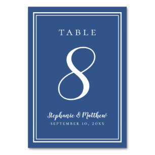 Table Classique Bleu Simple Dîner Mariage Numéro de tabl