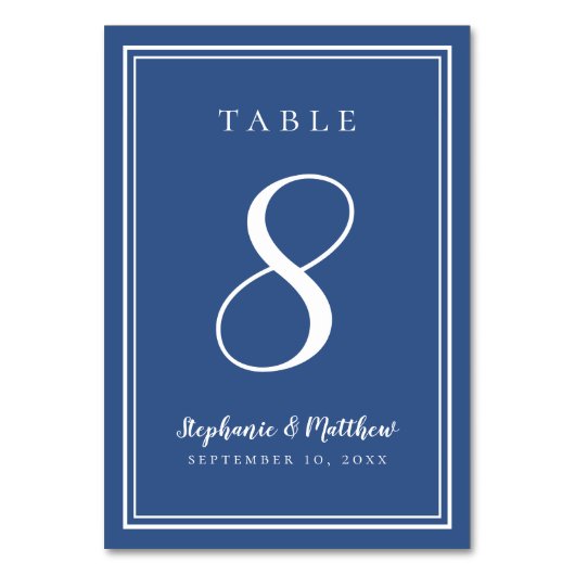 Table Classique Bleu Simple Dîner Mariage Numéro de tabl (Par défaut)