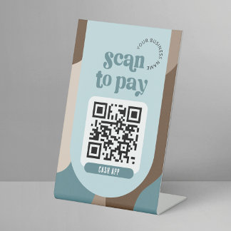 Table Code QR de paiement Signe Rétro Neutre Sarcelle Be