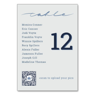 Table Code QR pour les photos de mariage & numéro de tab