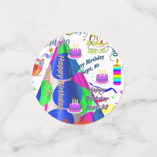 Table Confetti 30 septembre Anniversaire (Petit recto)