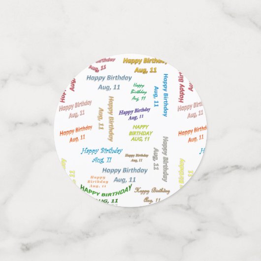 Table Confetti Août, 11 Anniversaire (Petit recto)