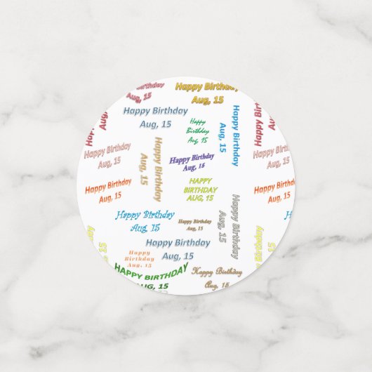 Table Confetti Août, 15 Anniversaire (Petit recto)