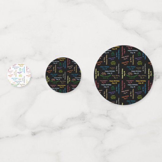 Table Confetti Août, 20 Anniversaire (Devant)