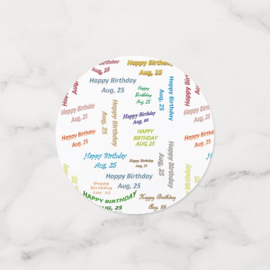 Table Confetti Août, 25 Anniversaire (Petit recto)