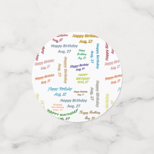 Table Confetti Août, 27 Anniversaire (Petit recto)