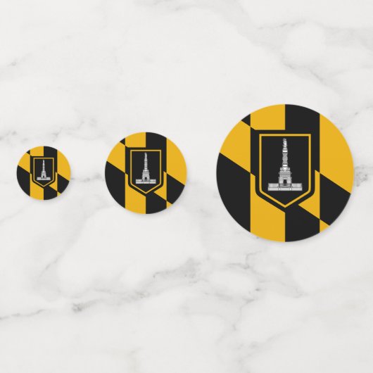 Table confetti avec drapeau de Baltimore City, Éta (Derrière)