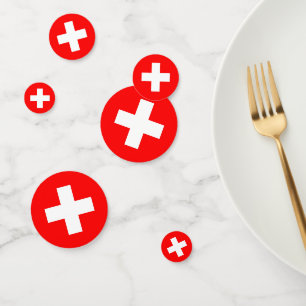 Table confetti avec drapeau de la Suisse
