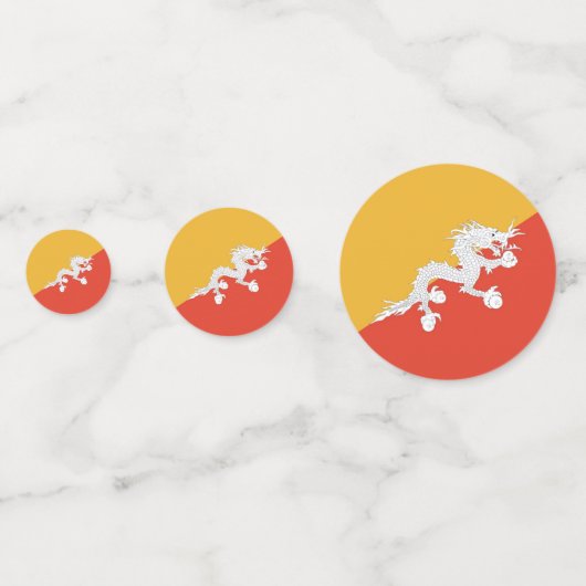Table confetti avec drapeau du Bhoutan (Derrière)