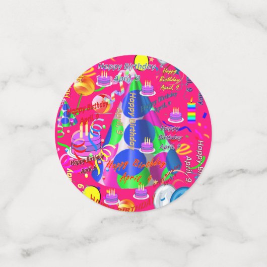 Table Confetti Avril, 9 Anniversaire (Petit verso)